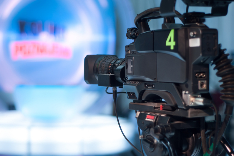 Television camera in a studio