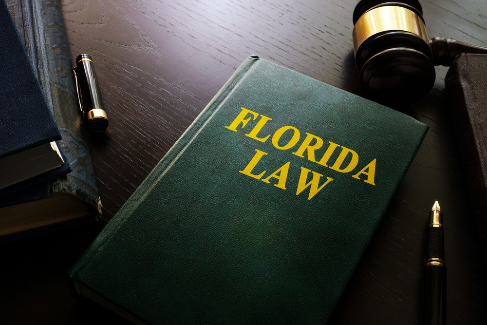 Florida law book with gavel